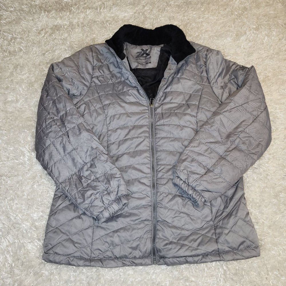 ZEROXPOSUR Women's Puffer Zip Up Jacket, Medium, Black & Gray - Picture 1 of 14